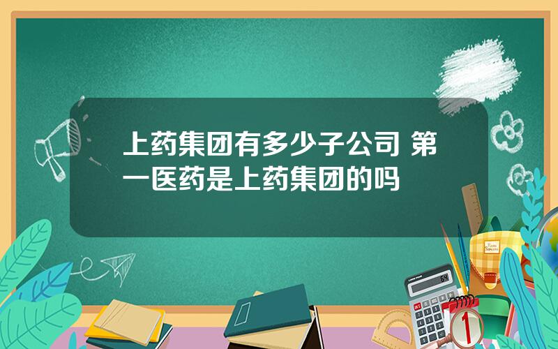上药集团有多少子公司 第一医药是上药集团的吗